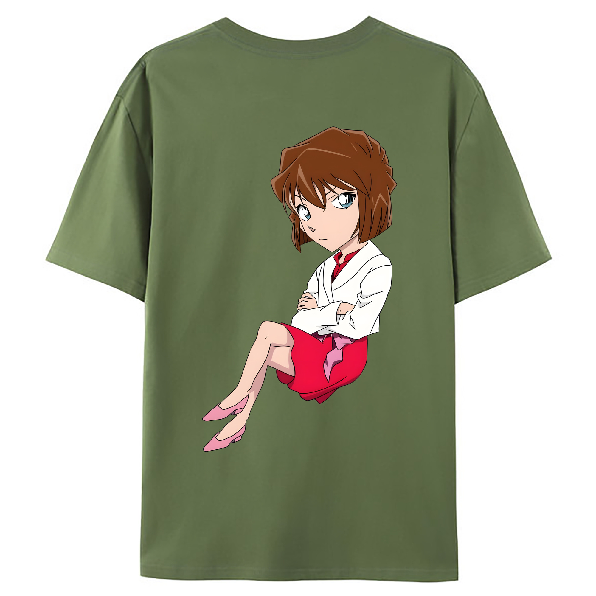 （画像用） 名探偵コナン 灰原 哀 はいばら あい Detective Conan Anita Hailey、Vi Graythorn Haibara Ai 綿100％ メンズ半袖Tシャツ（バックプリント） 通気性